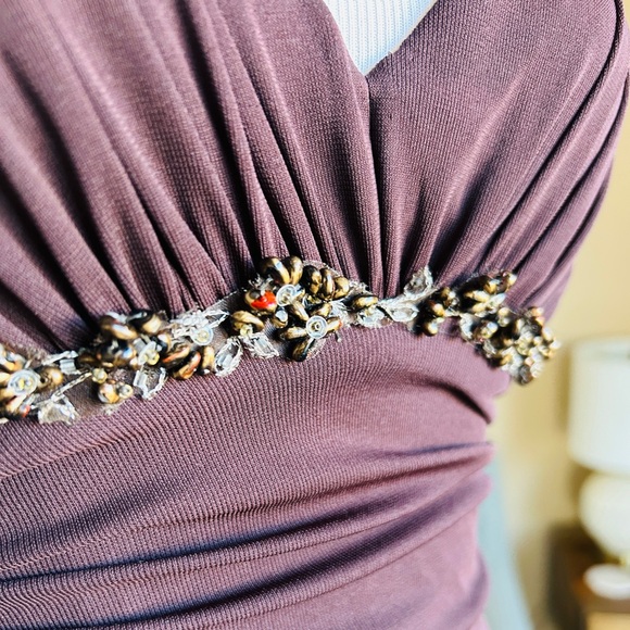 Vintage David Meister Chocolate Brown Cocktail Dress Size 2 - Picture 7 of 14